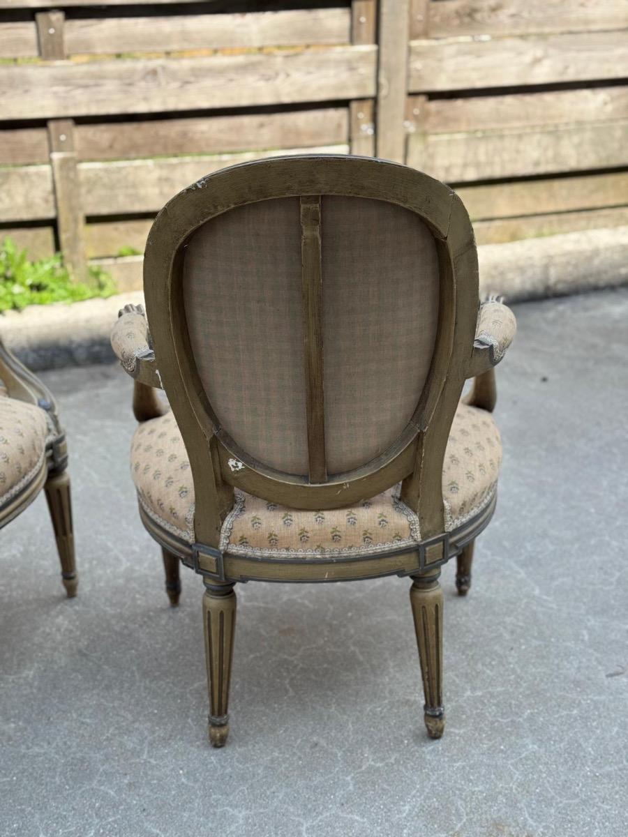 Set of four painted armchairs 