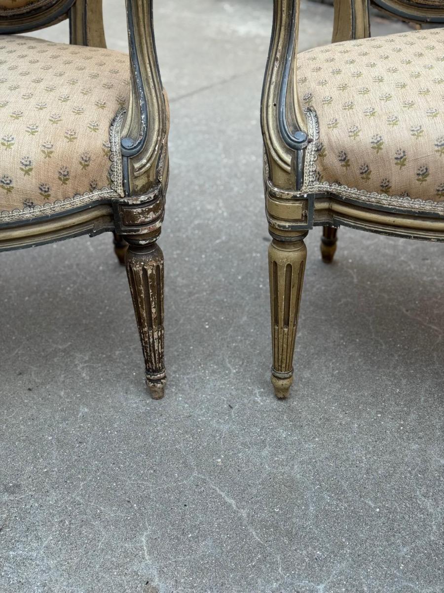 Set of four painted armchairs 