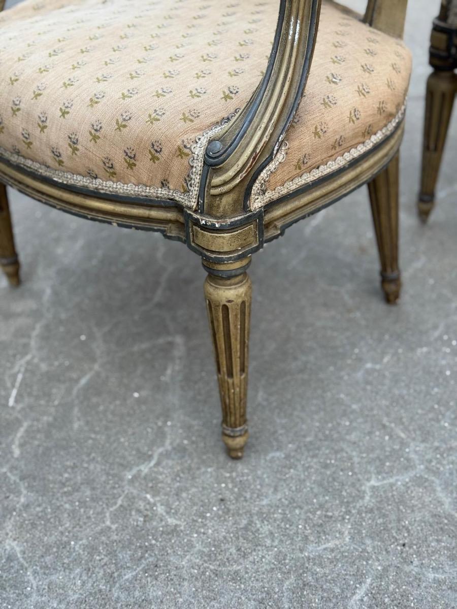 Set of four painted armchairs 