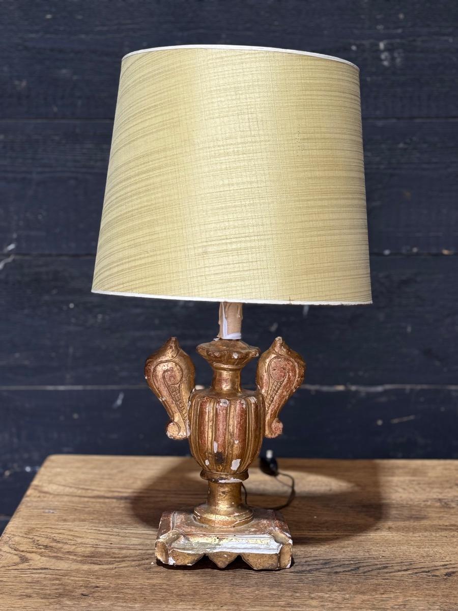 18th gilt wood urn table lamp
