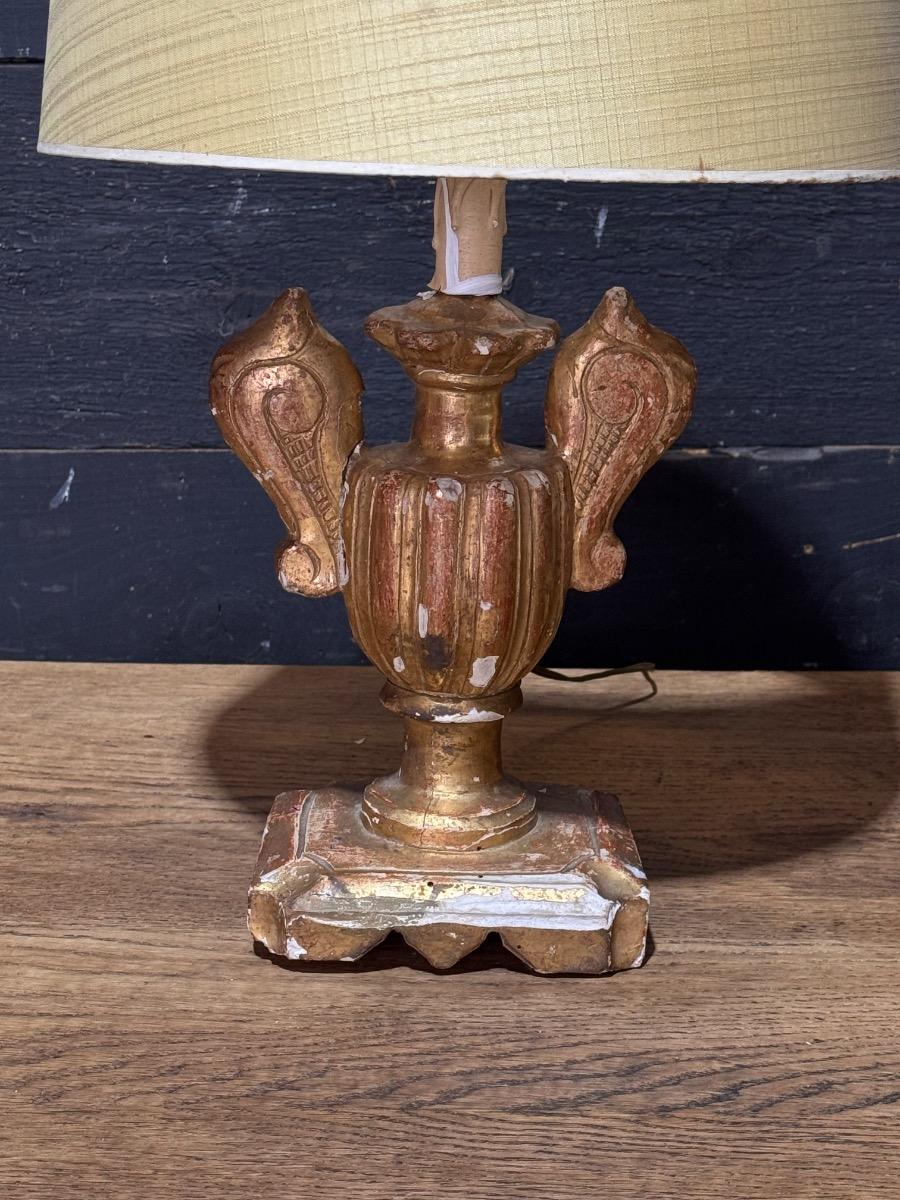 18th gilt wood urn table lamp