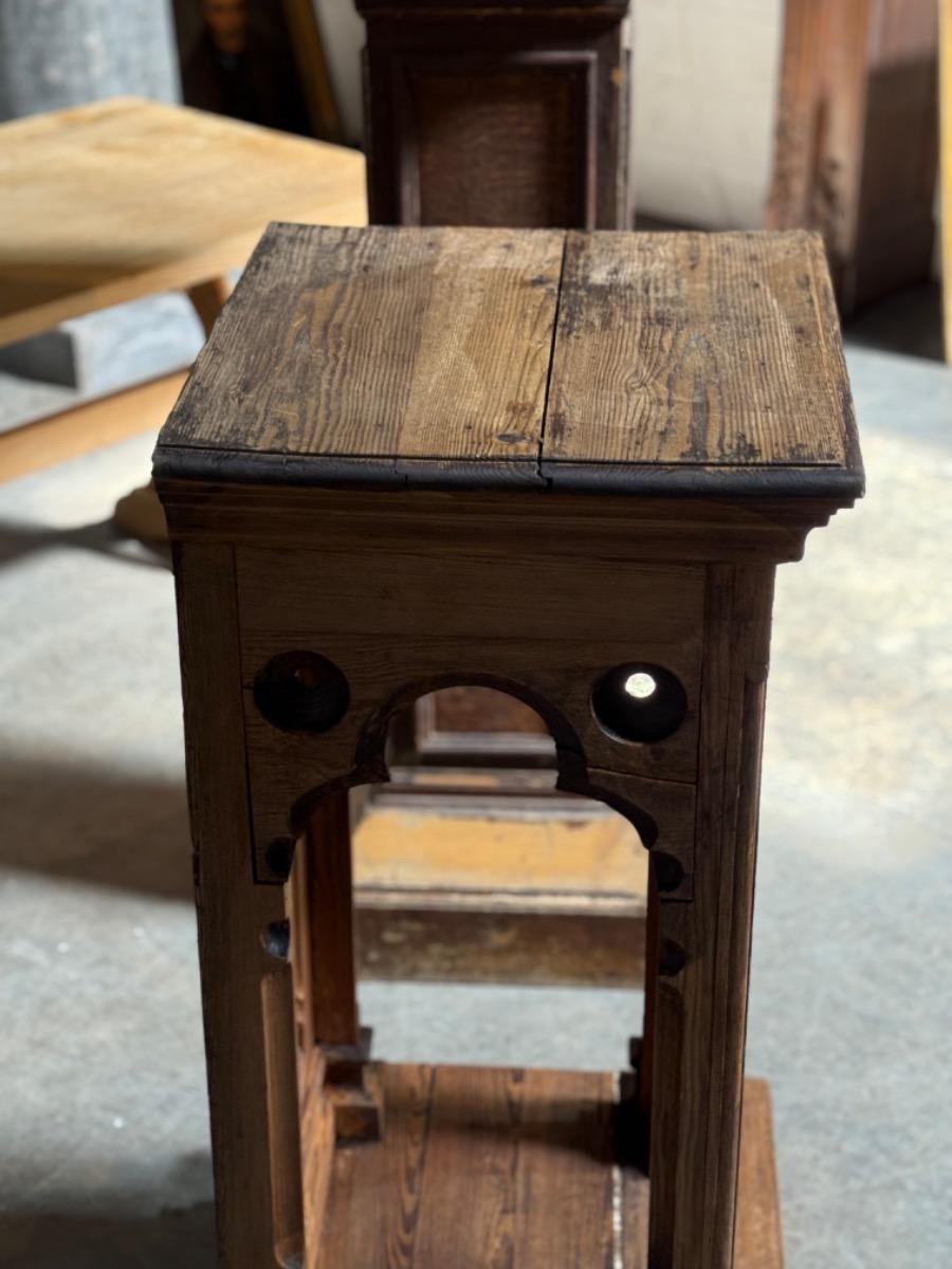 19 th century Pine wood gothic pedestal