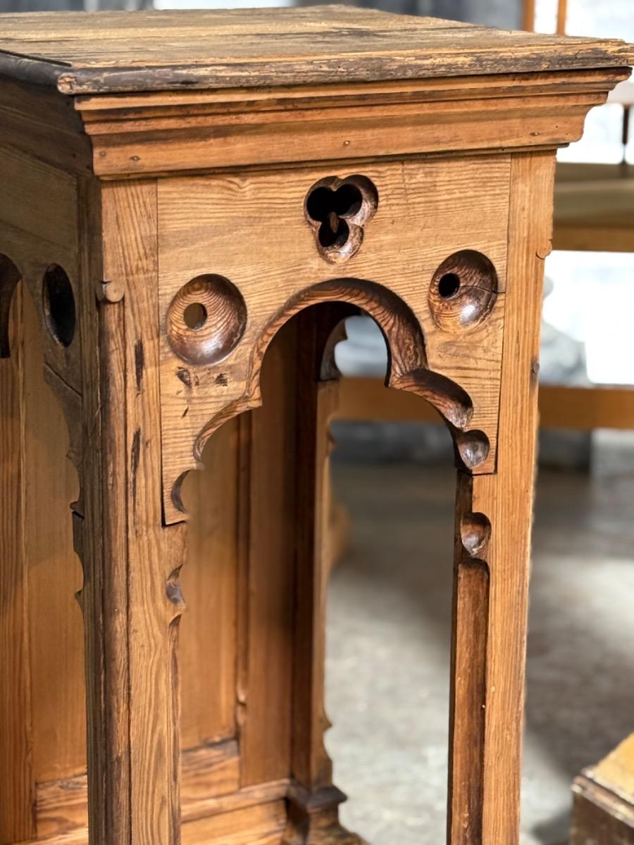 19 th century Pine wood gothic pedestal