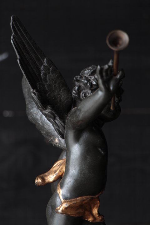 19 Th Century Statue of Putti Playing Music