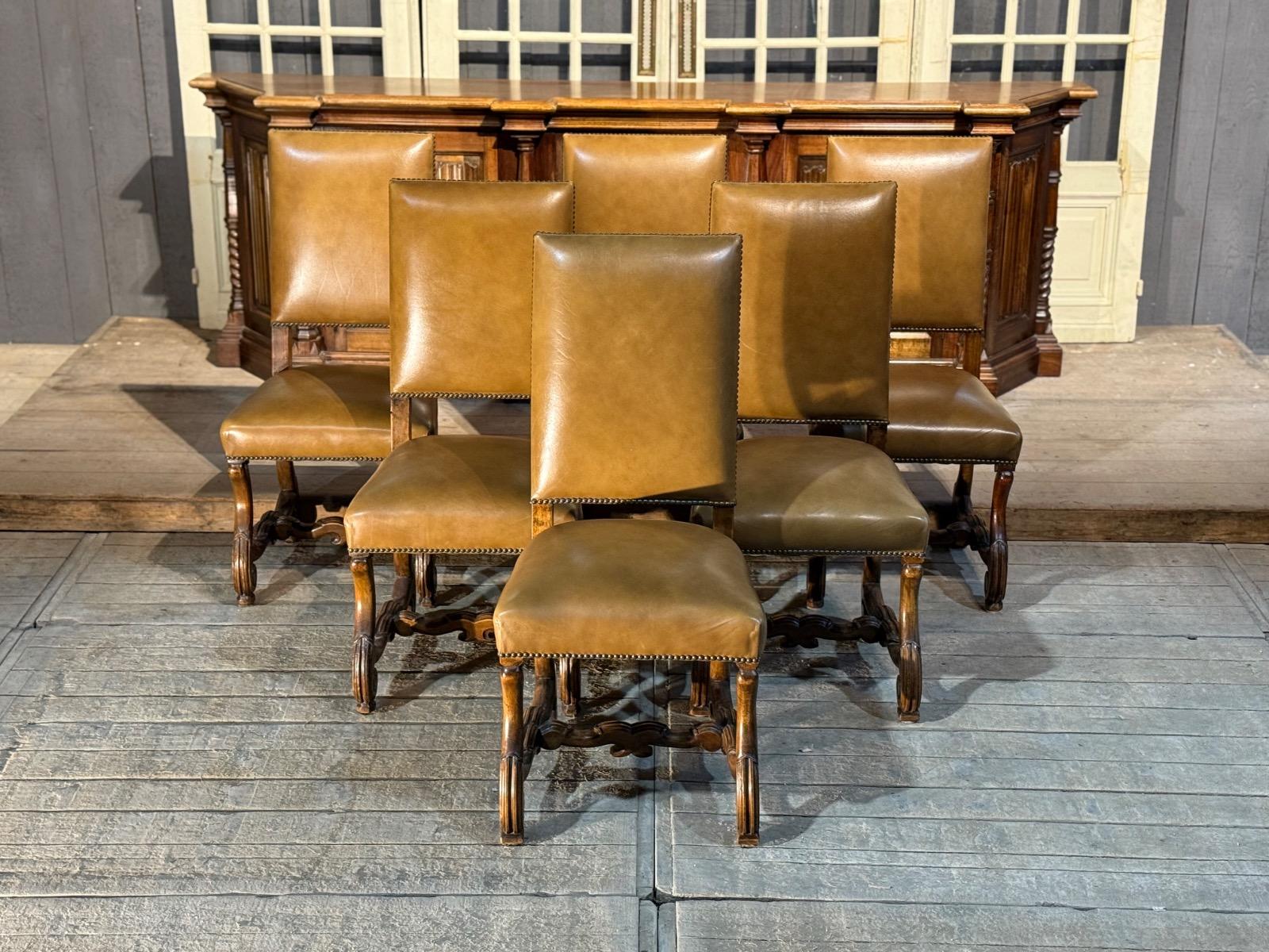 6 quality leather dining chairs 