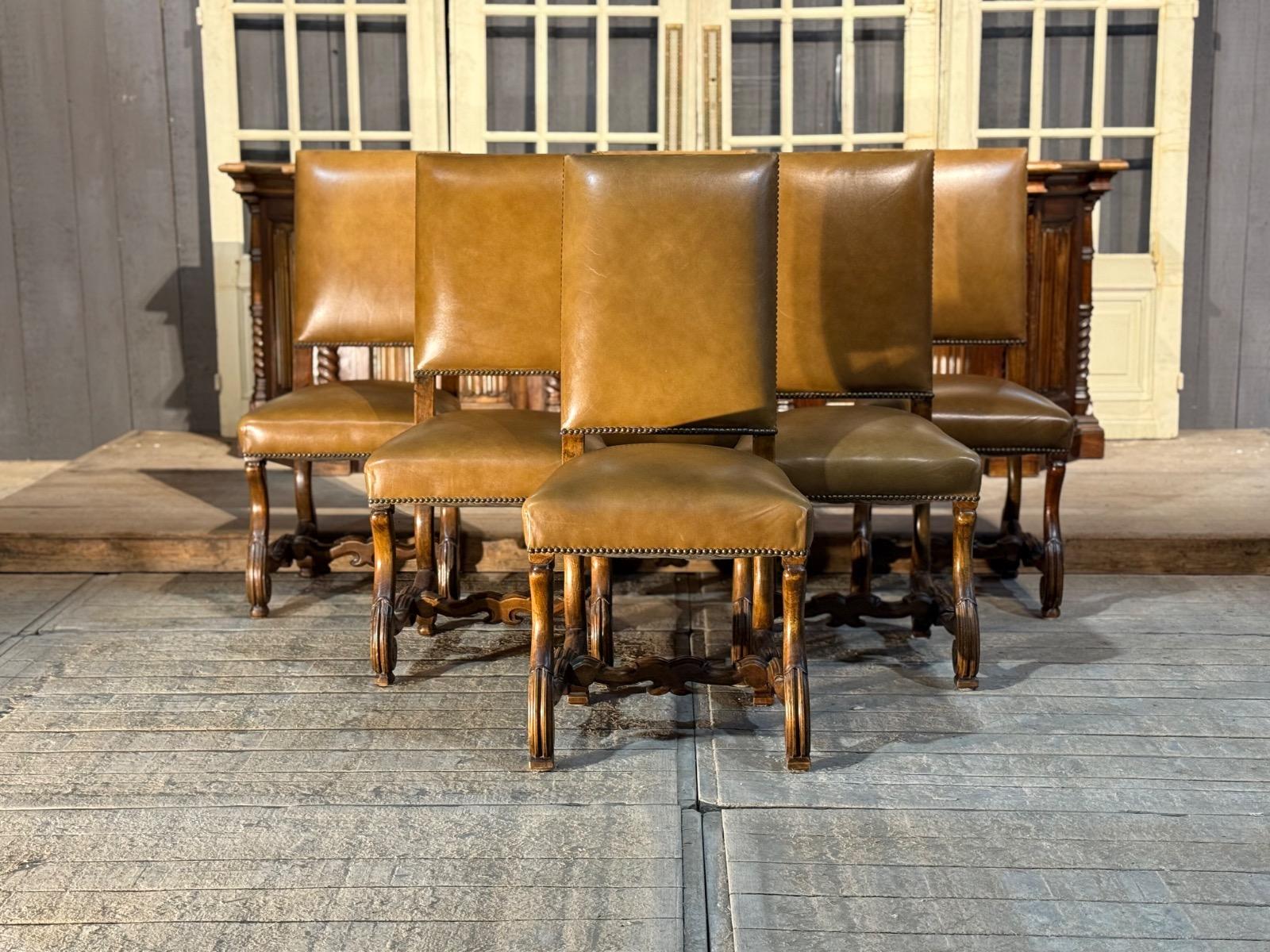 6 quality leather dining chairs 