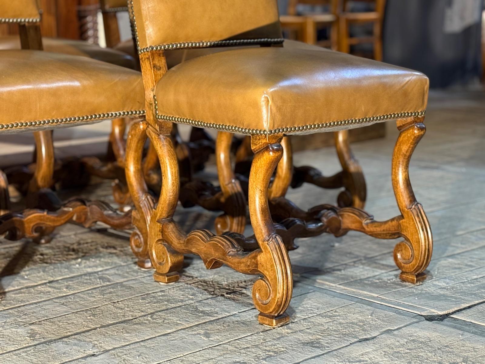 6 quality leather dining chairs 