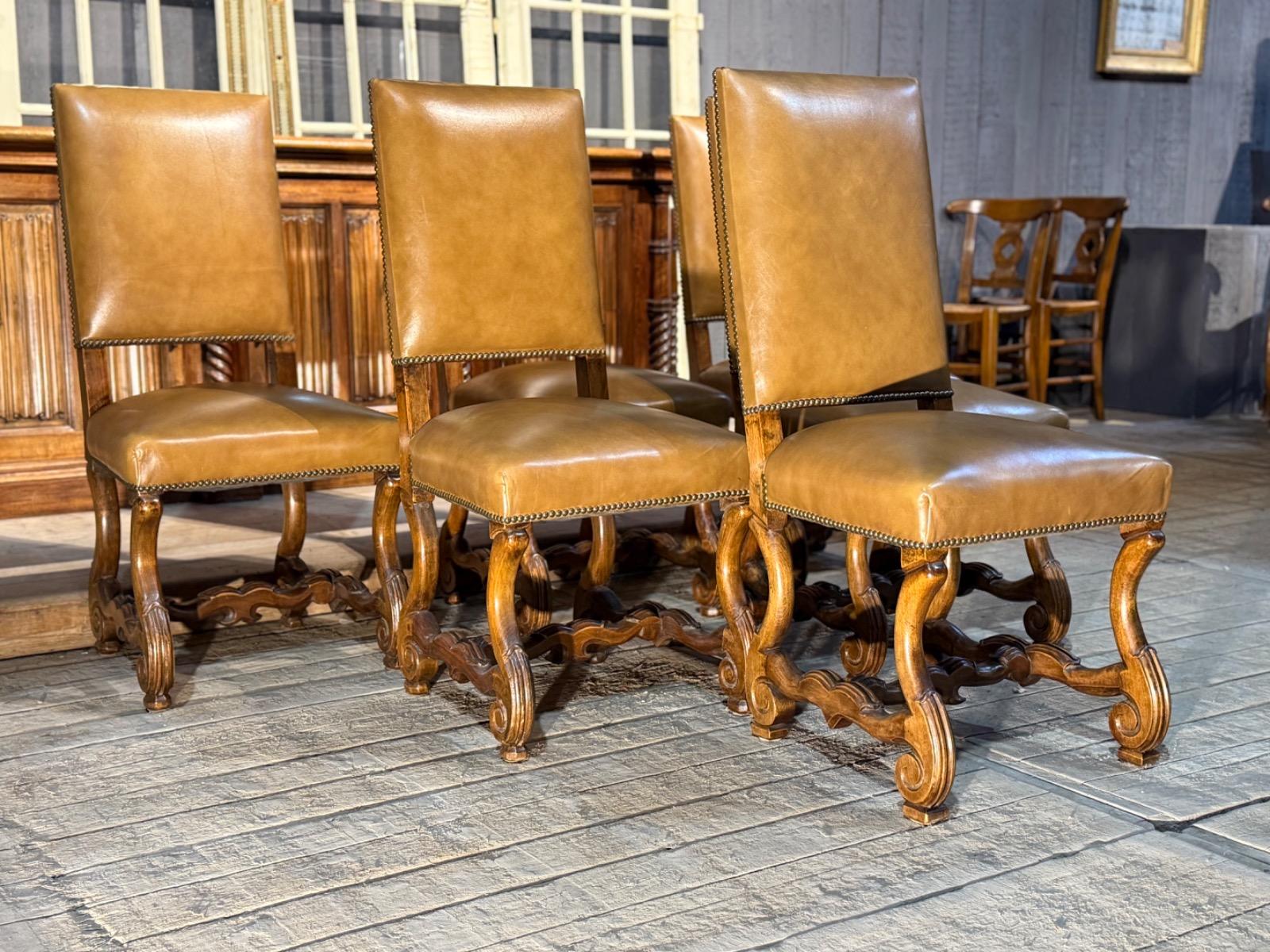 6 quality leather dining chairs 