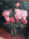 Ancienne huile sure toile Nature morte de roses