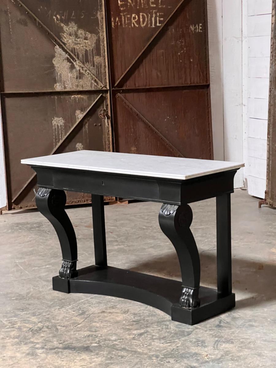 Antique black painted console 