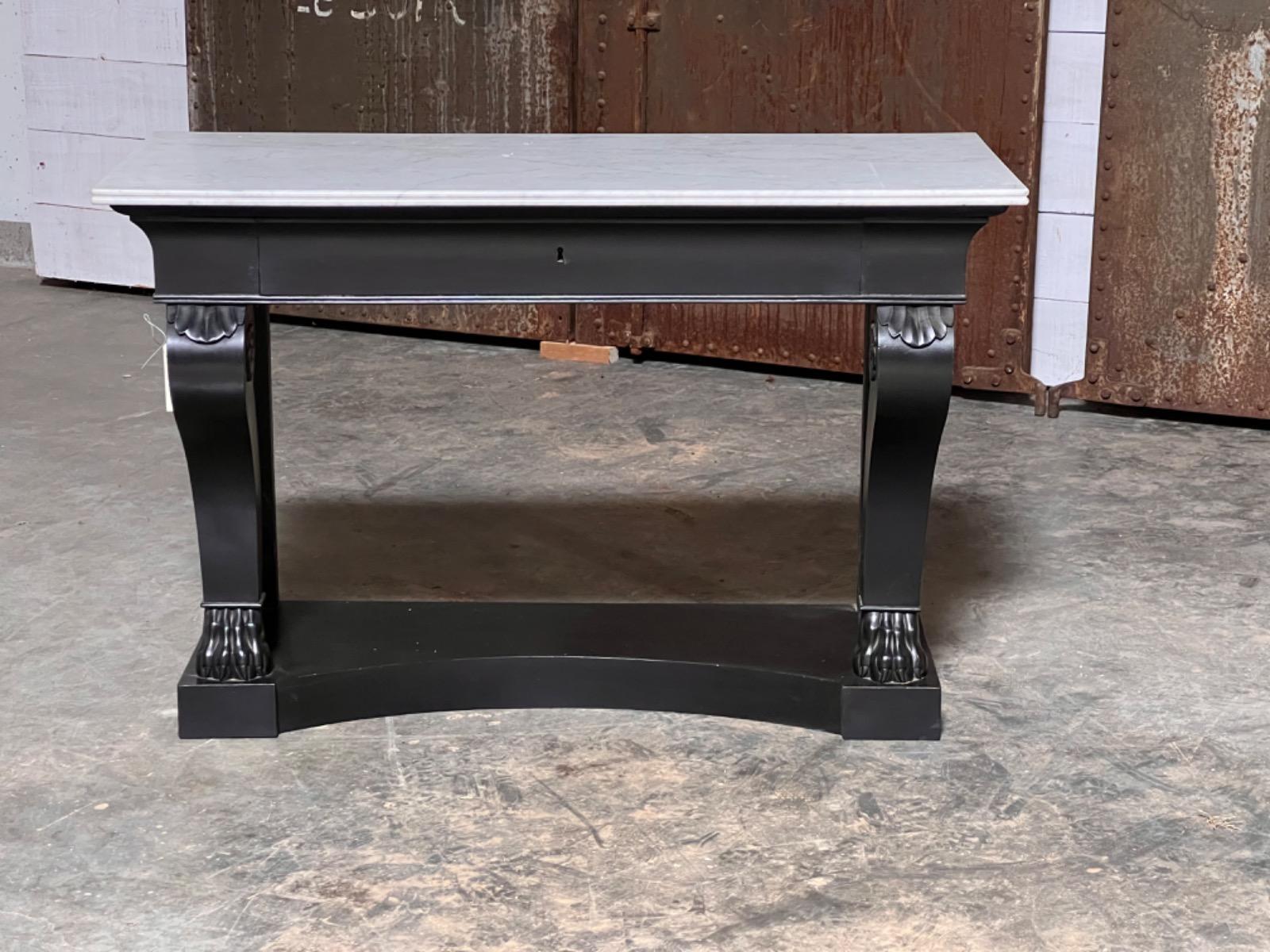 Antique black painted console 