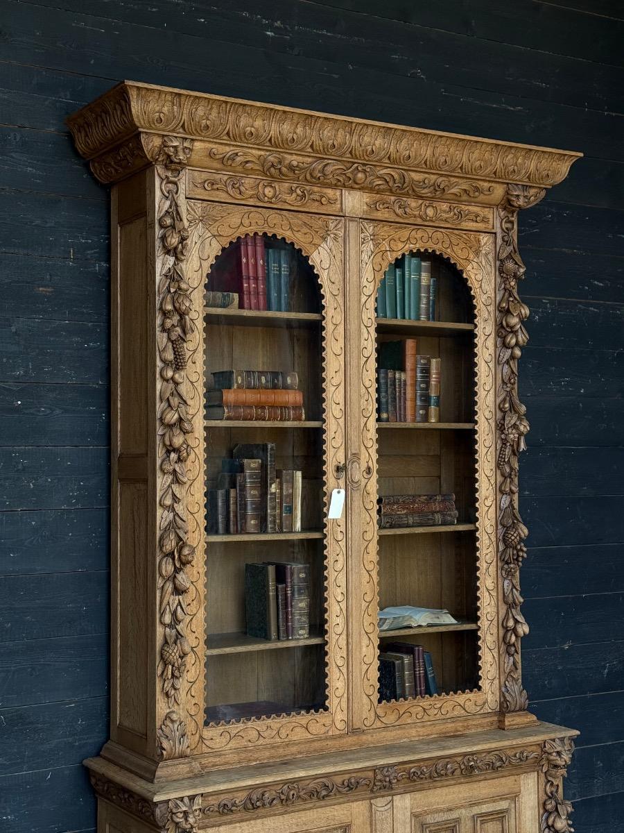 Antique bleached oak bookcase 
