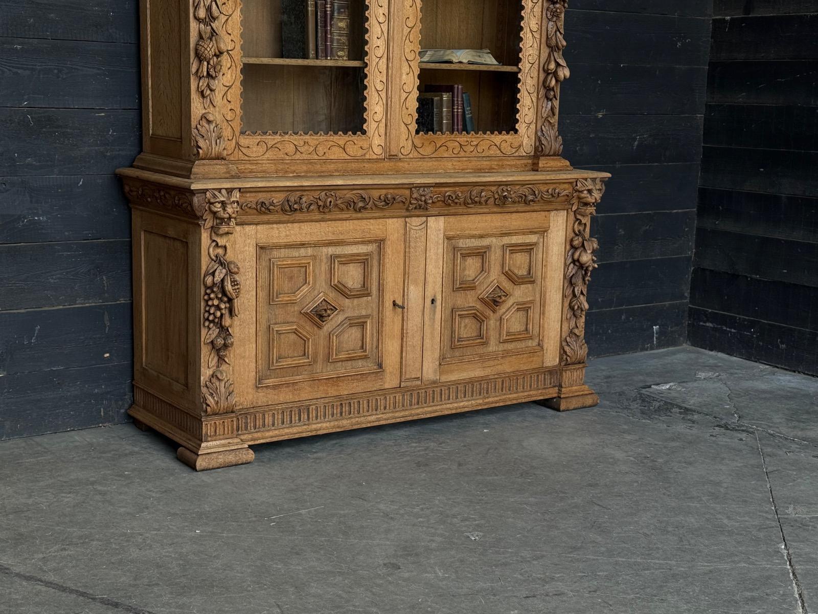 Antique bleached oak bookcase 