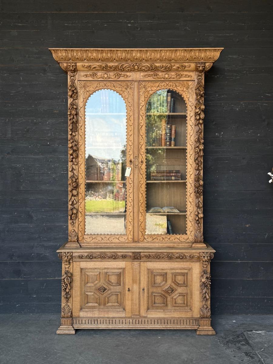 Antique bleached oak bookcase 