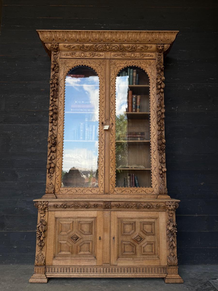 Antique bleached oak bookcase 