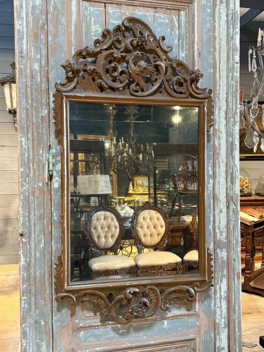 Antique carved wood mirror 