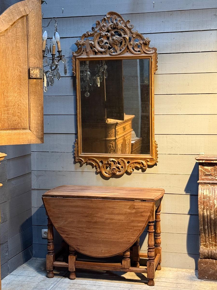 Antique carved wood mirror 