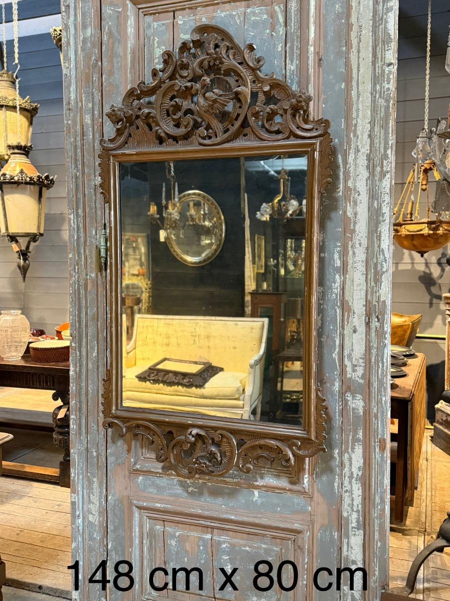 Antique carved wood mirror 