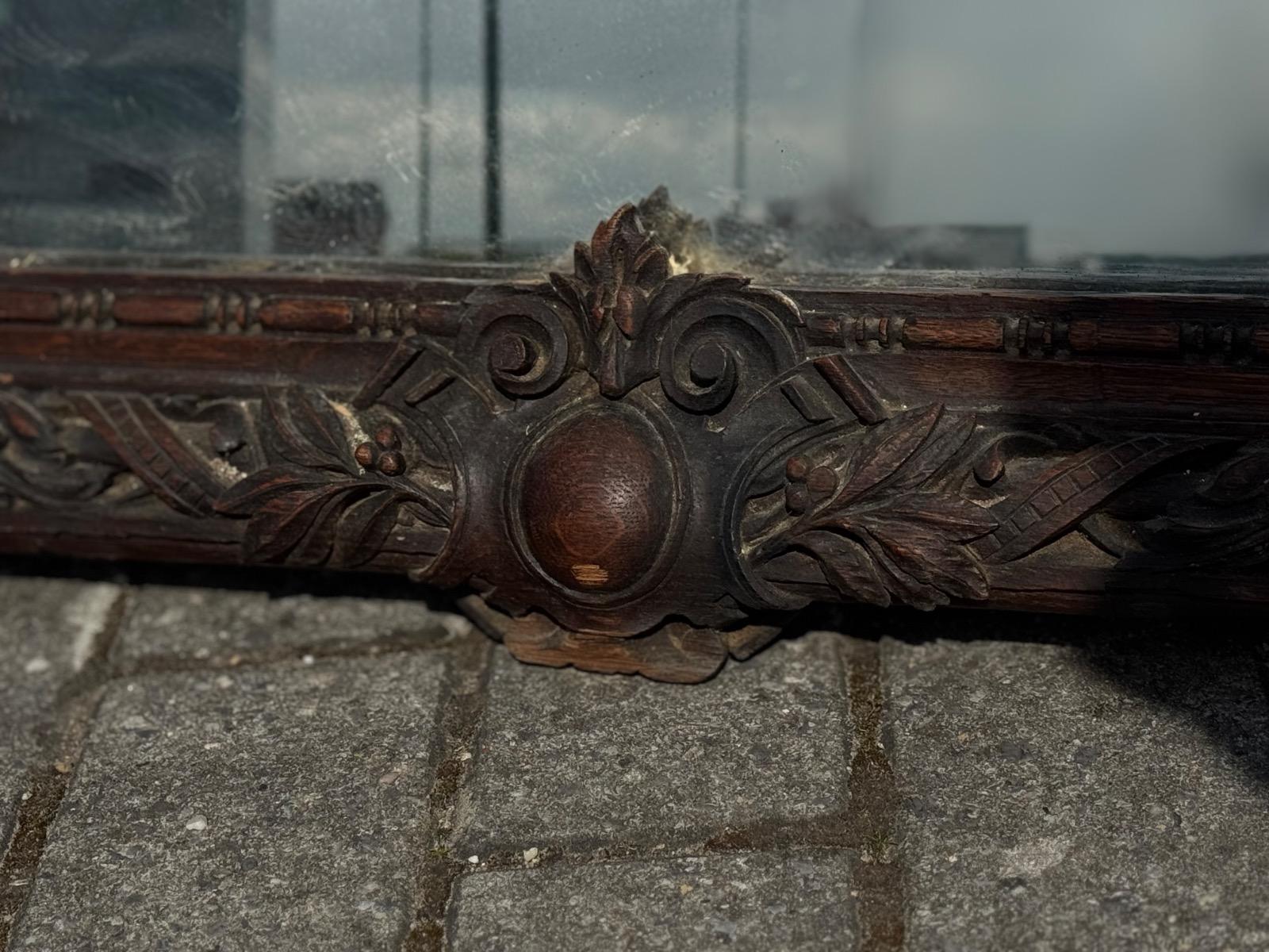 Antique fine carved oak mirror 