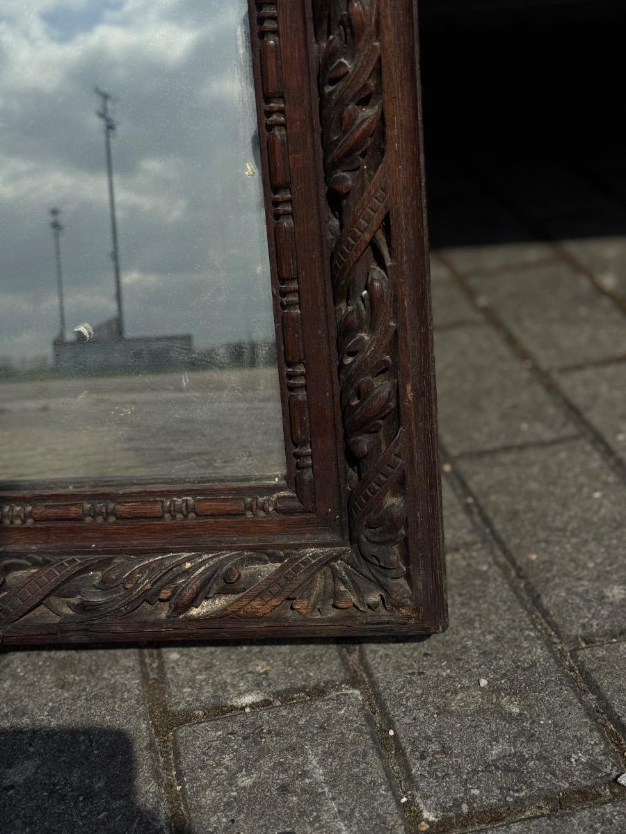 Antique fine carved oak mirror 