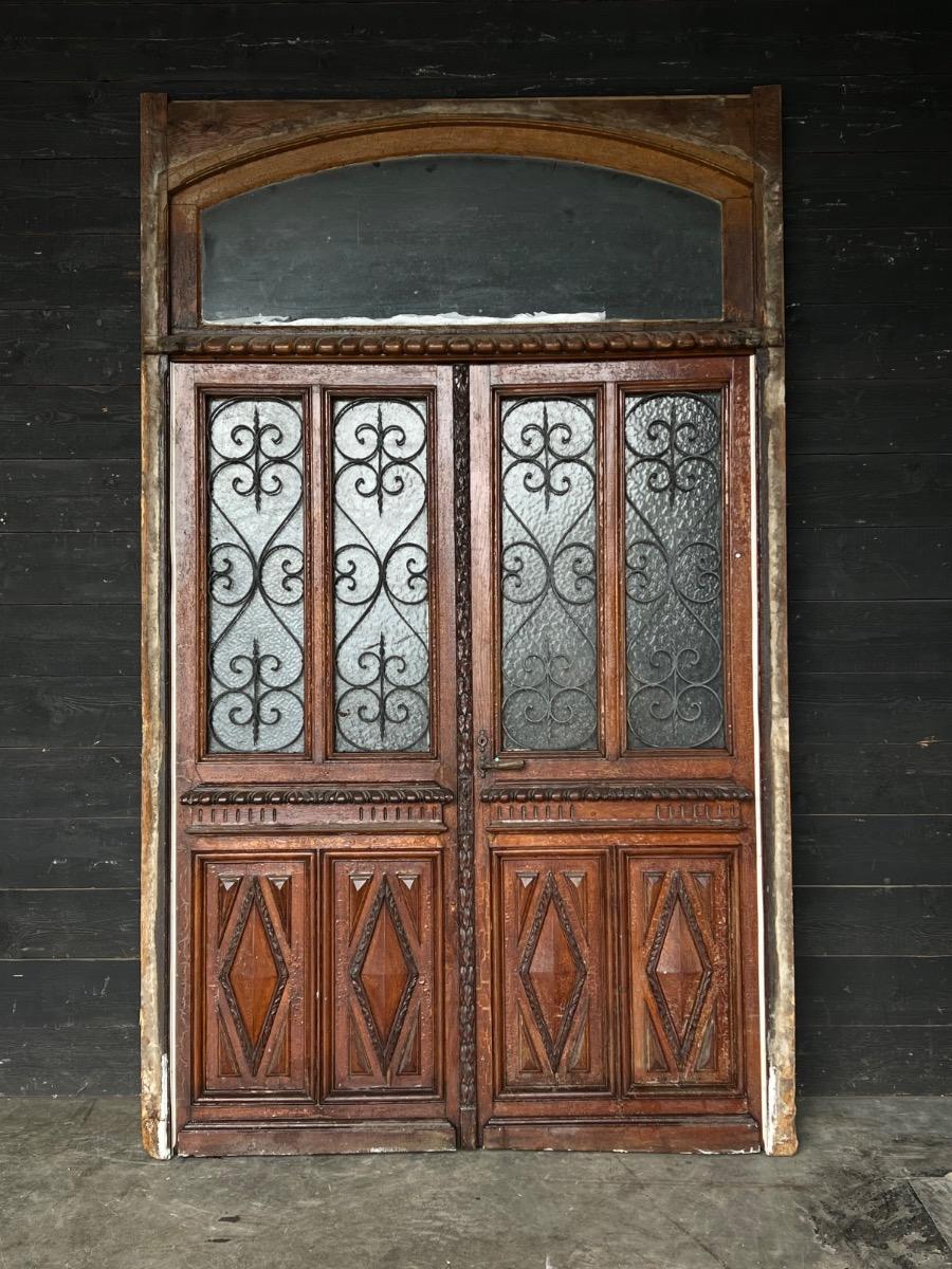 Antique french oak entrance doors 