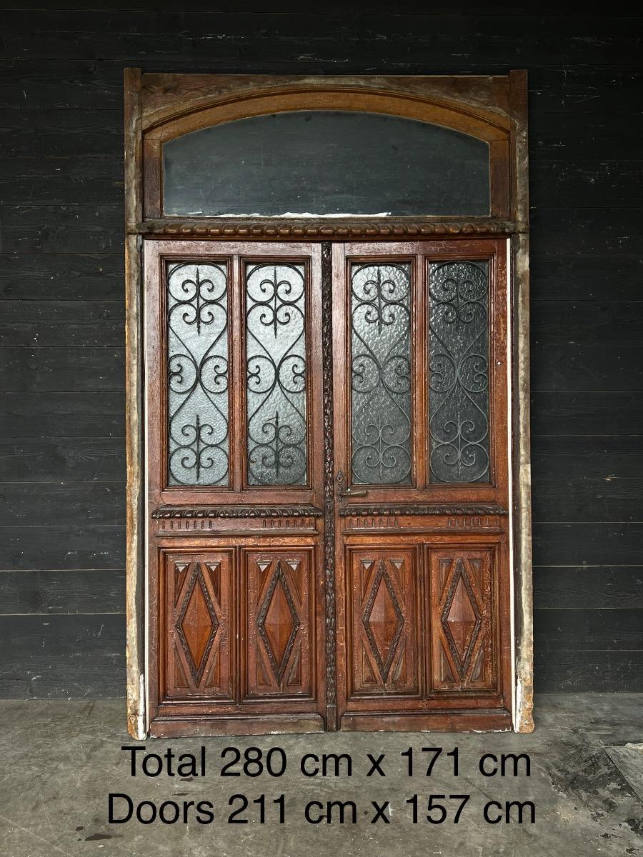 Antique french oak entrance doors 