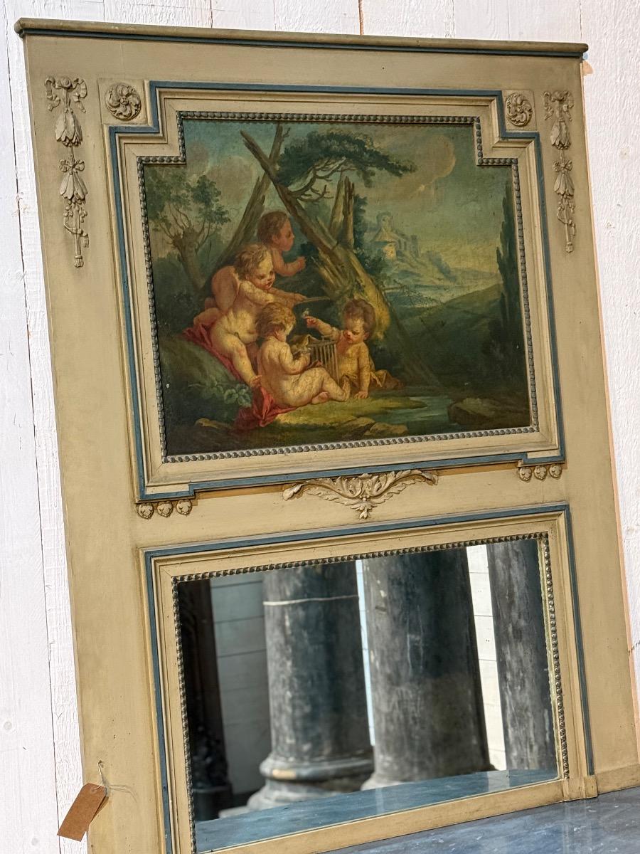 Antique french painted trumeau