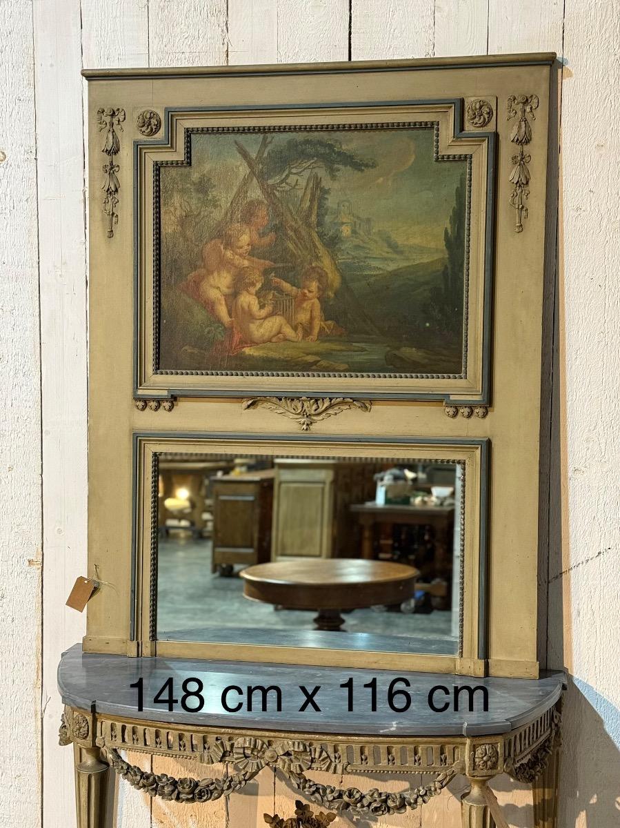 Antique french painted trumeau