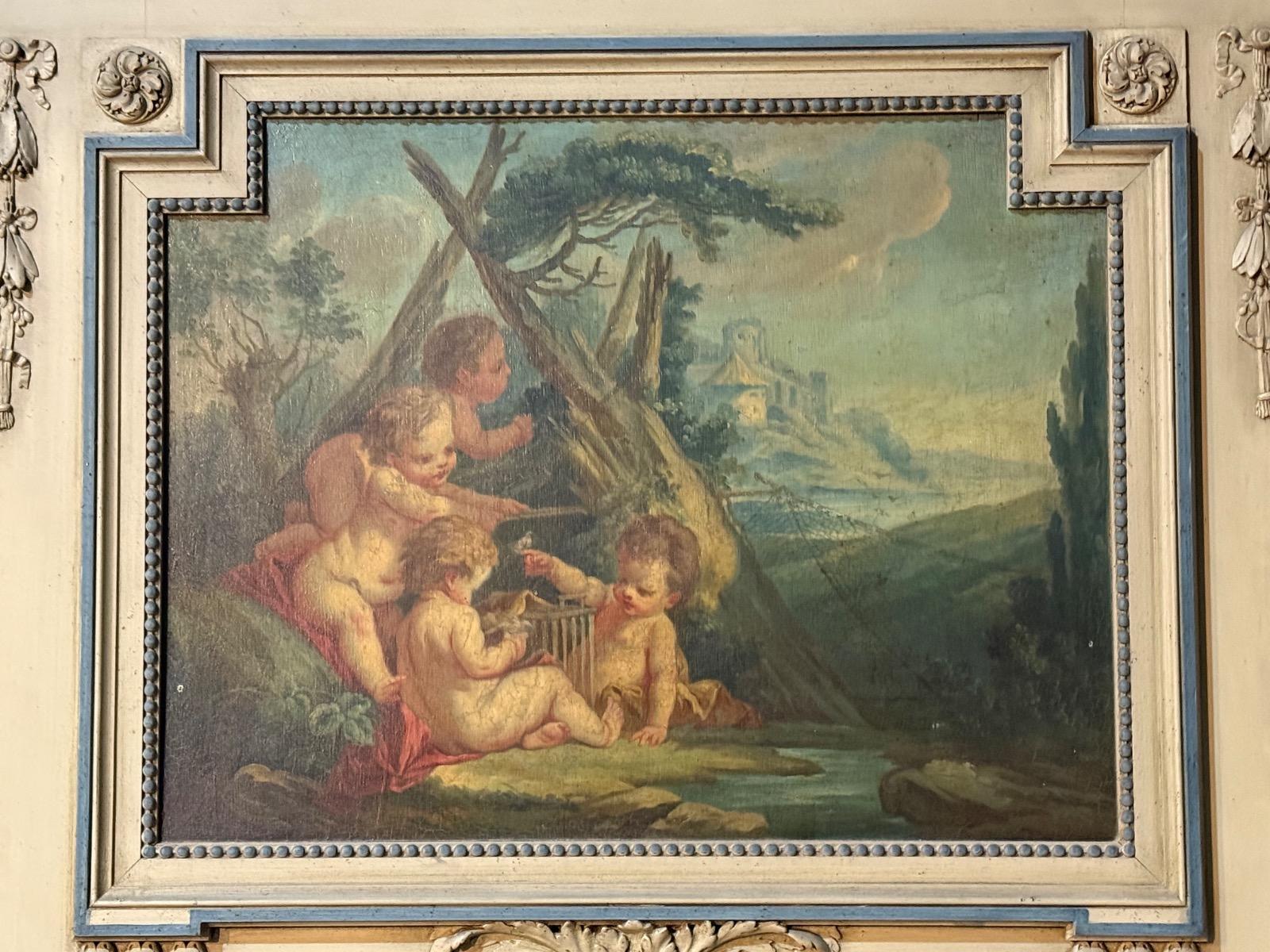 Antique french painted trumeau