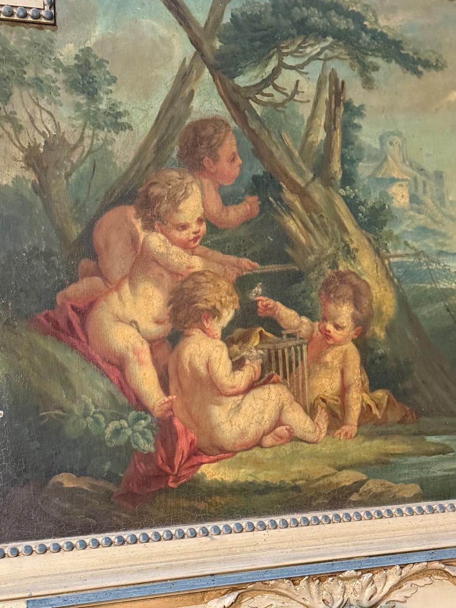 Antique french painted trumeau