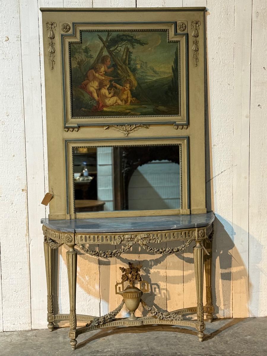 Antique french painted trumeau