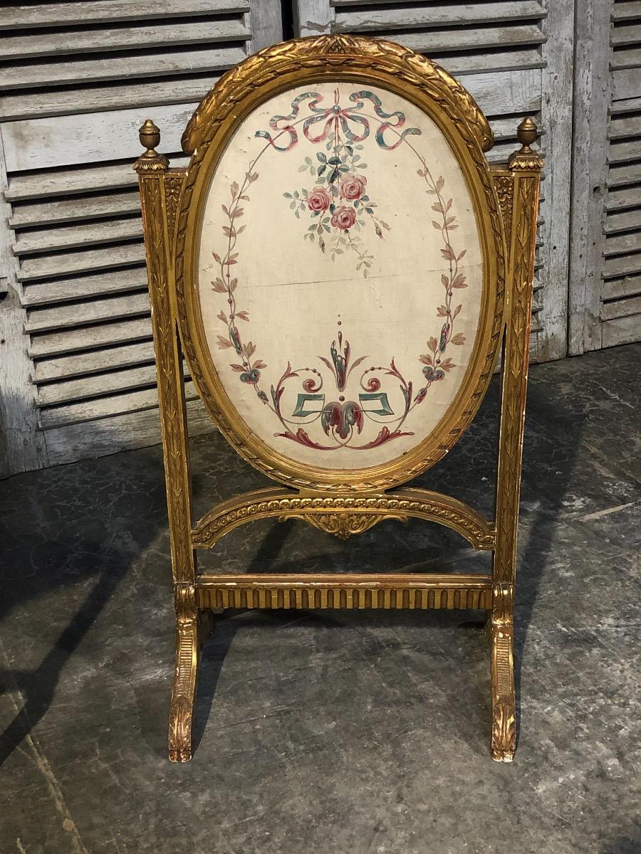 Antique gilt wood fire screen 