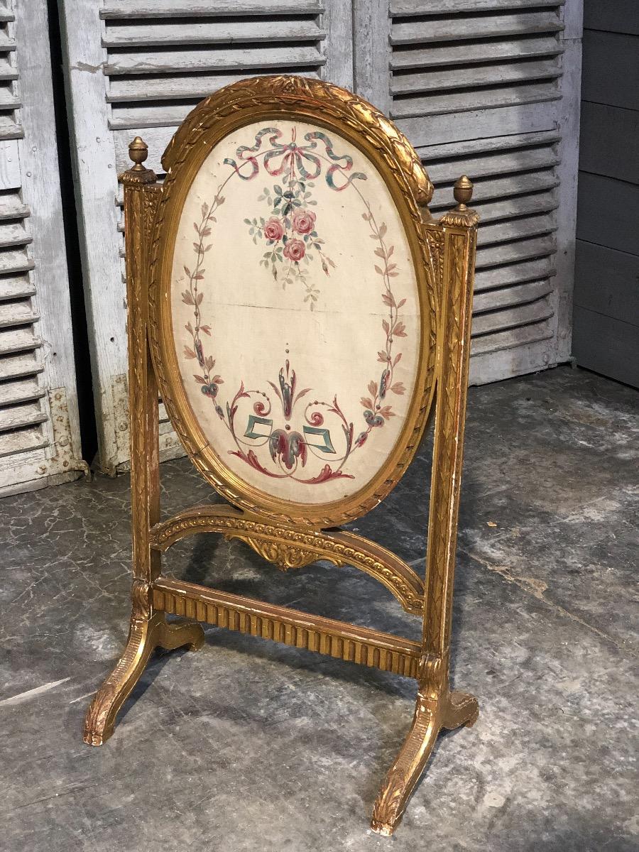 Antique gilt wood fire screen 