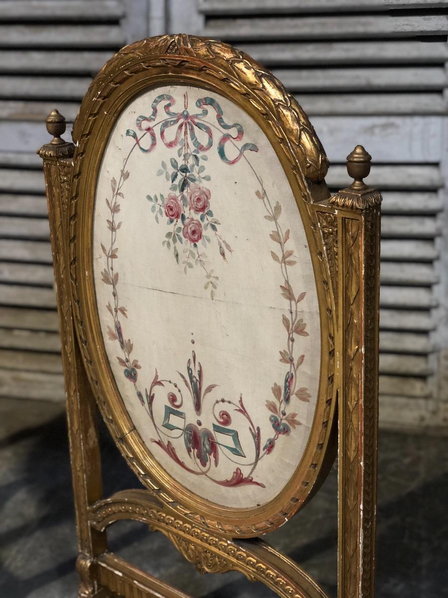 Antique gilt wood fire screen 