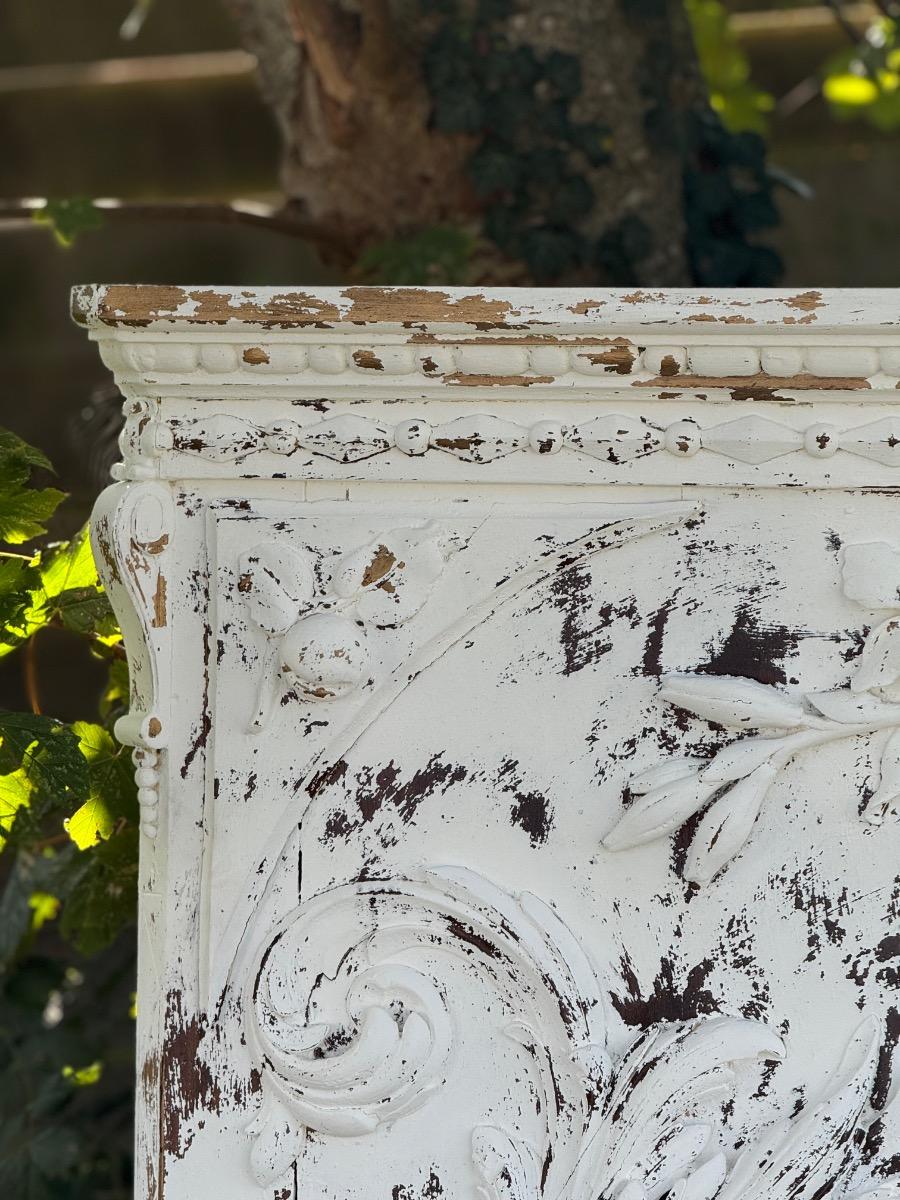 Antique painted and carved decorative panel