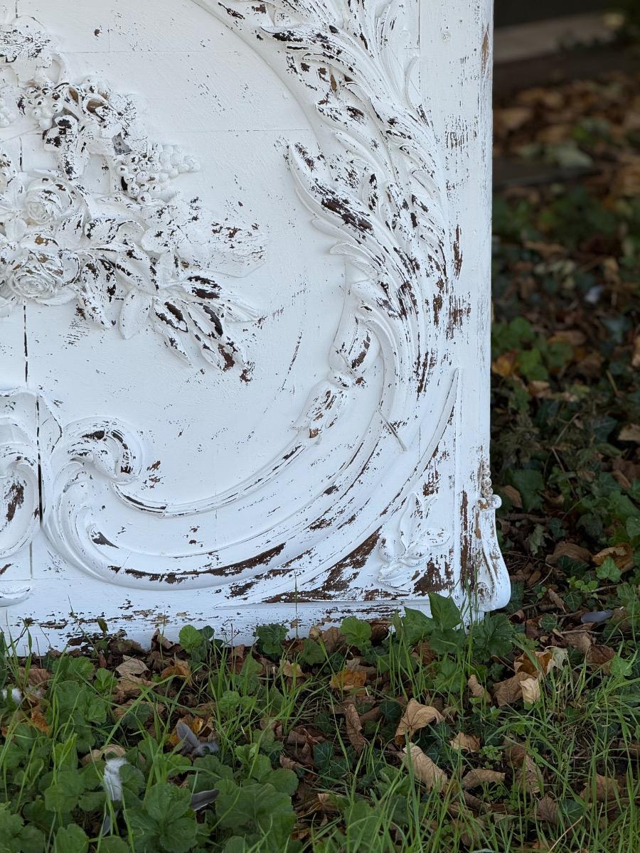 Antique painted and carved decorative panel