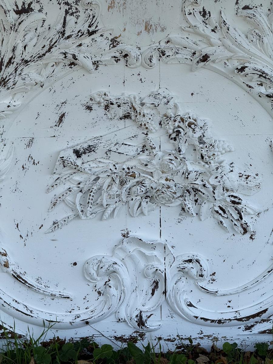 Antique painted and carved decorative panel