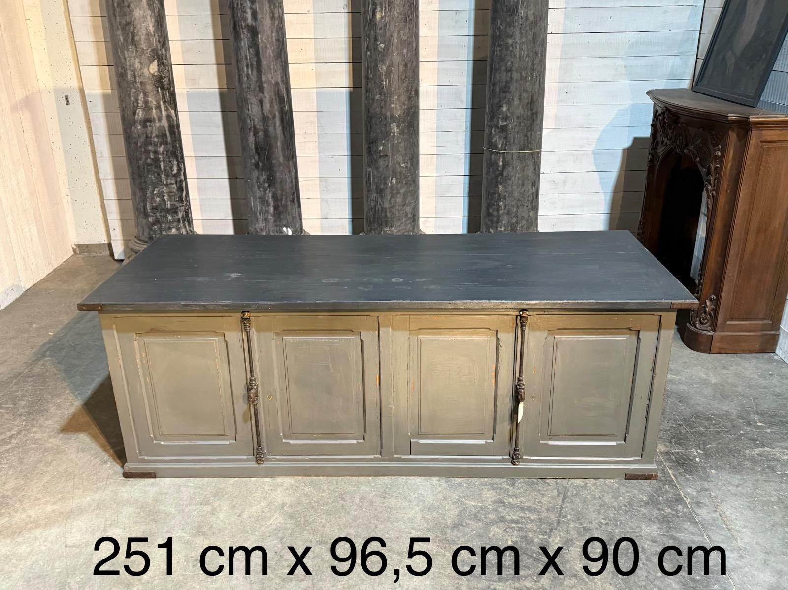 Antique painted shop cabinet 