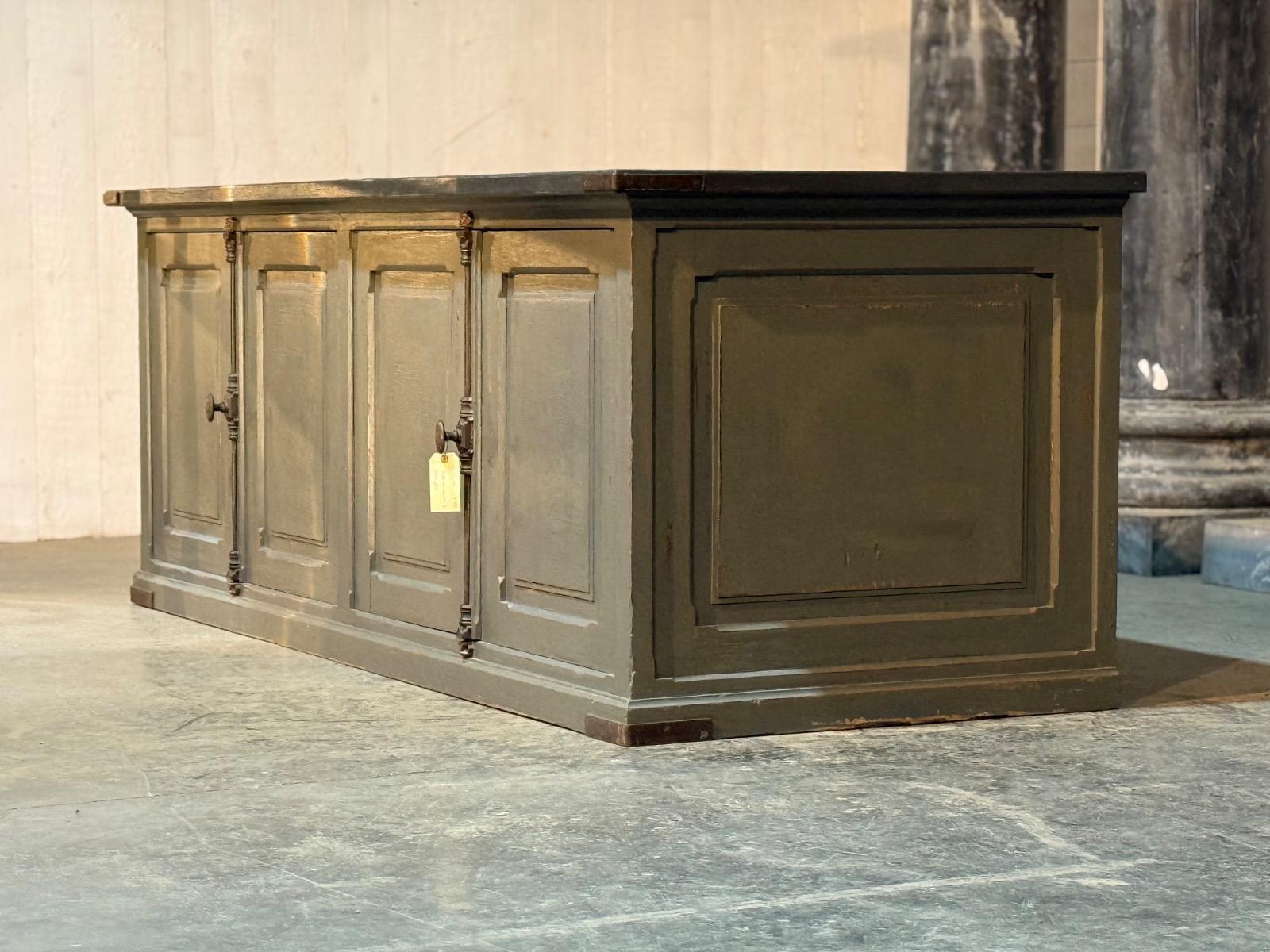 Antique painted shop cabinet 