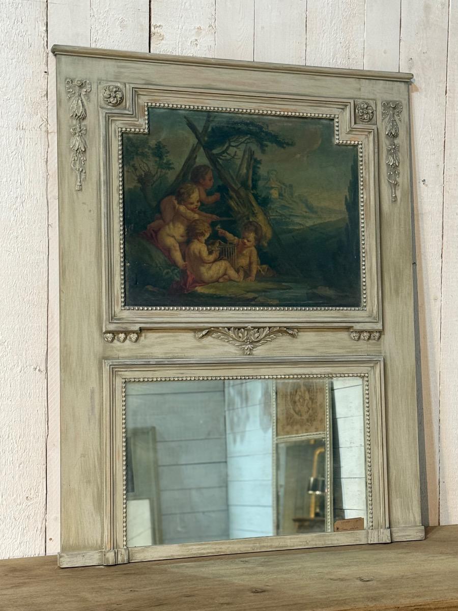 Antique painted trumeau 