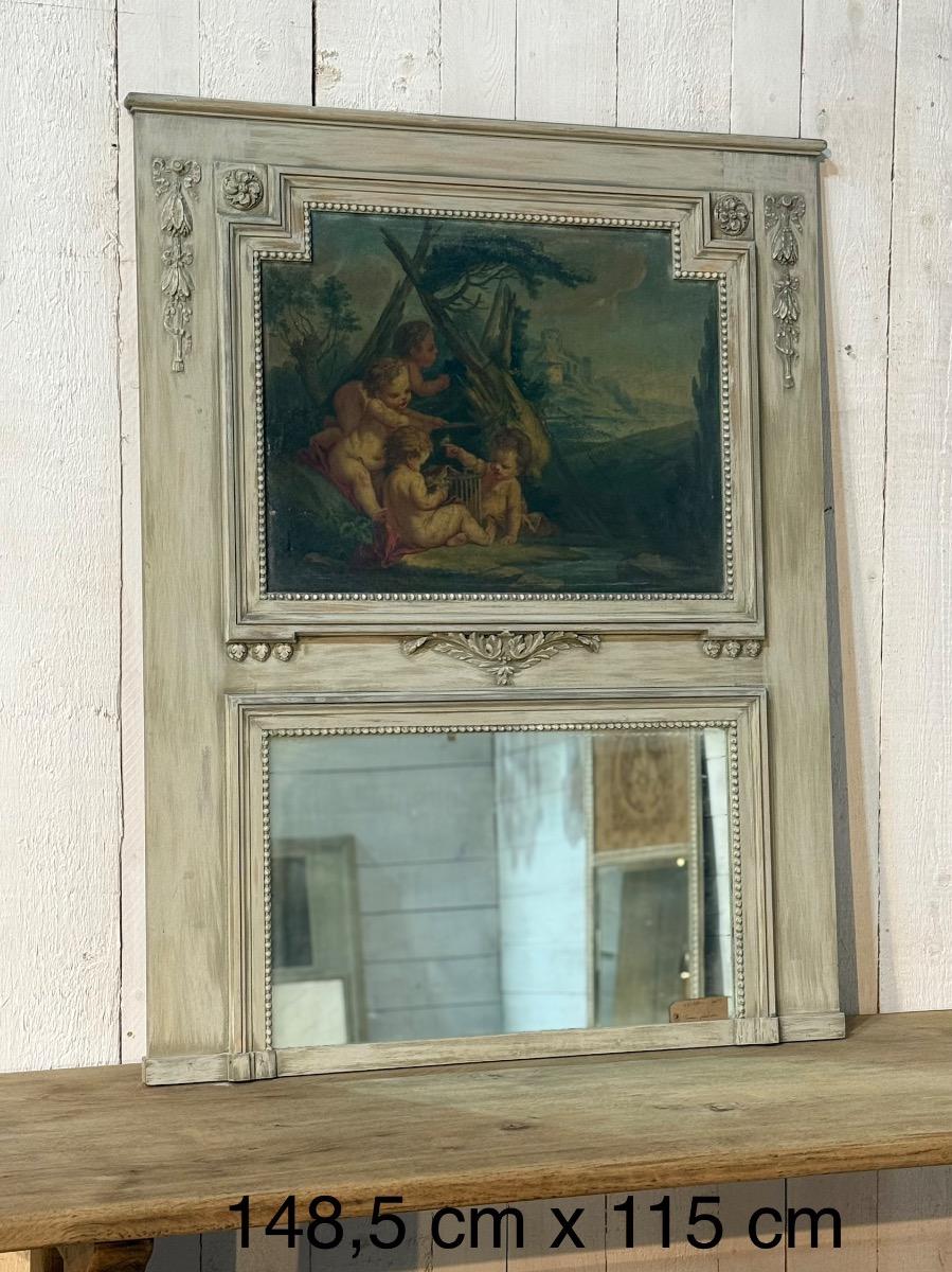 Antique painted trumeau 