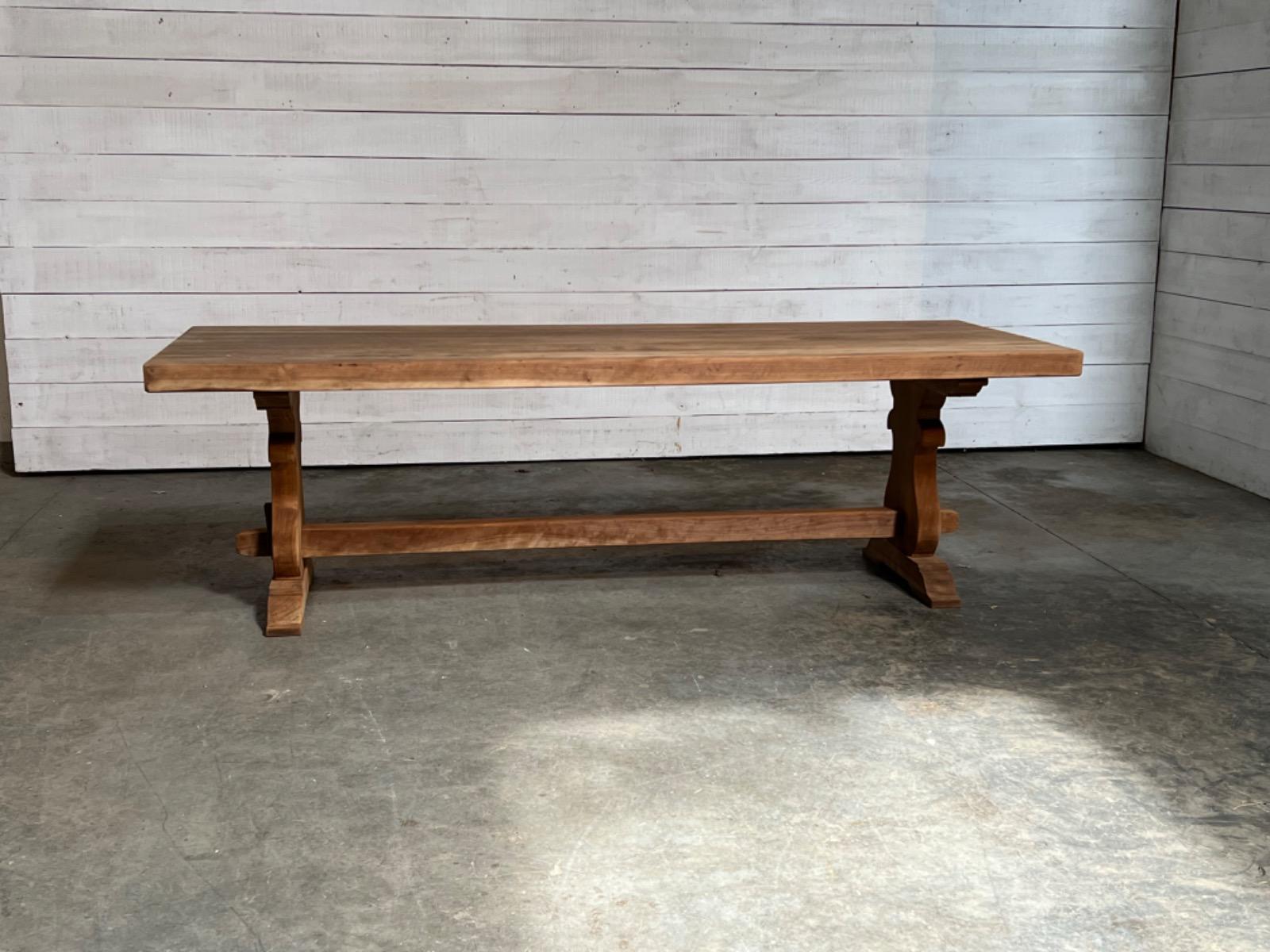 Bleached fruitwood trestle table 