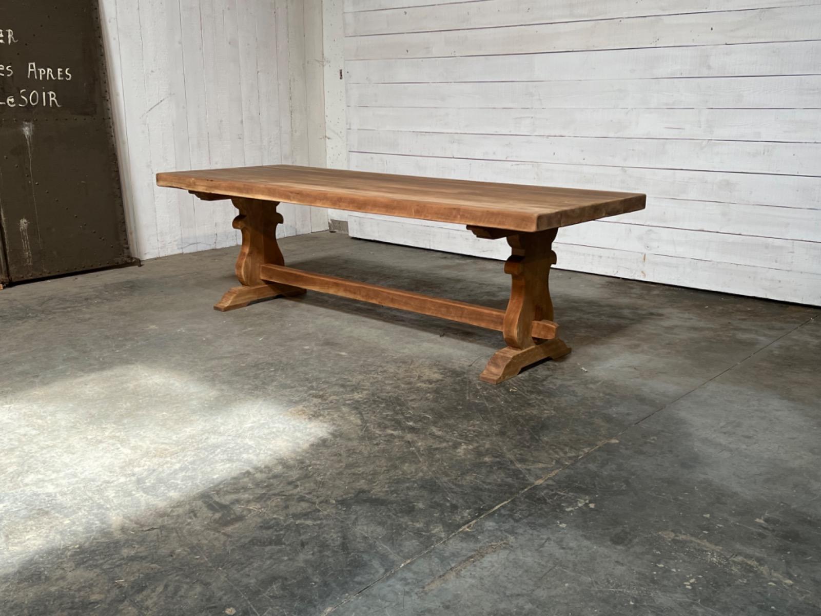 Bleached fruitwood trestle table 