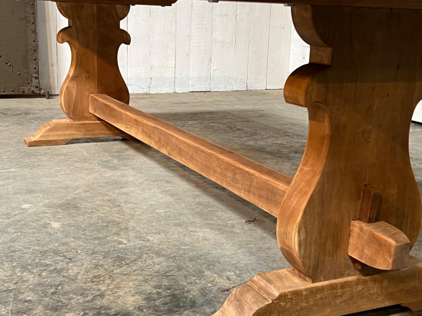 Bleached fruitwood trestle table 