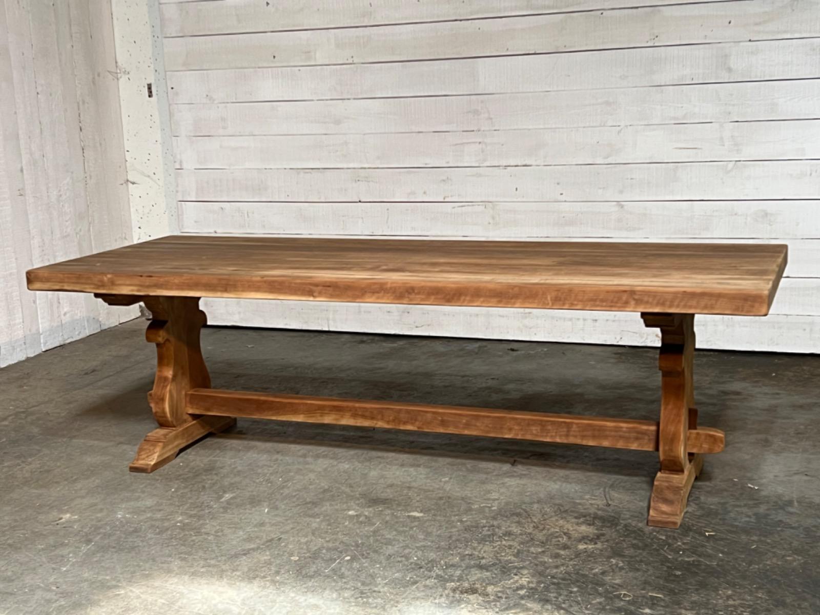 Bleached fruitwood trestle table 