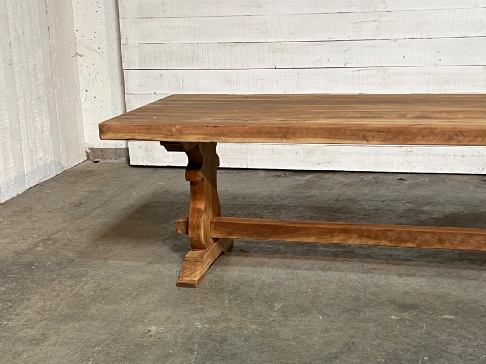 Bleached fruitwood trestle table 