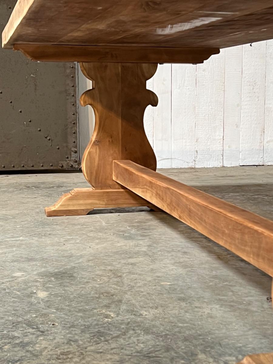 Bleached fruitwood trestle table 