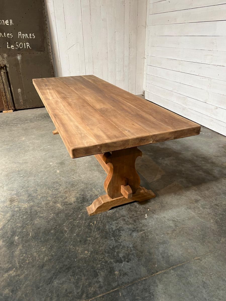 Bleached fruitwood trestle table 