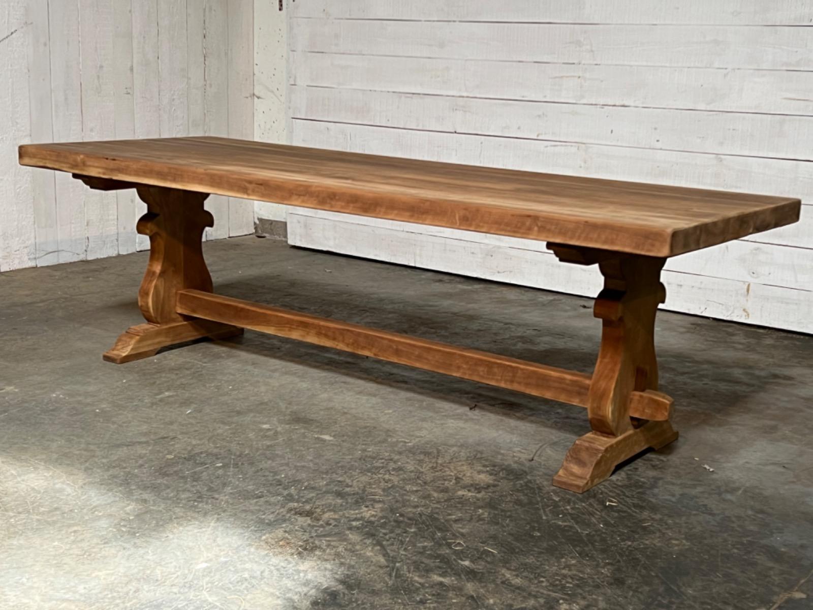 Bleached fruitwood trestle table 