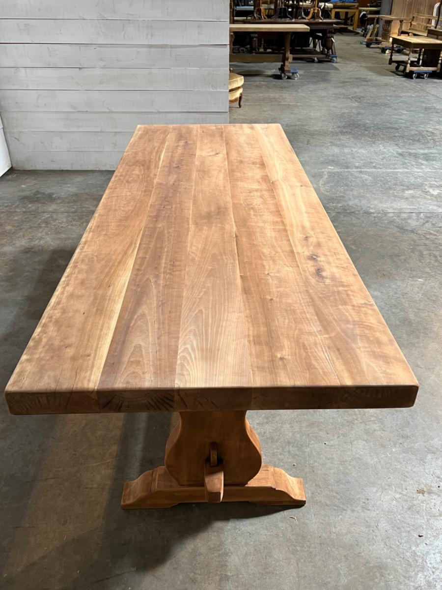 Bleached fruitwood trestle table 